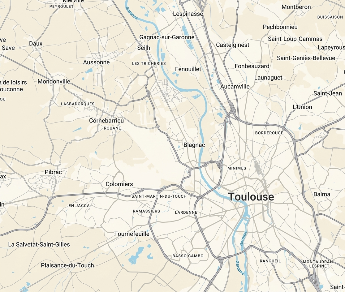 Carte de zone d'intervention de Conciergerie BNB 31 à Toulouse